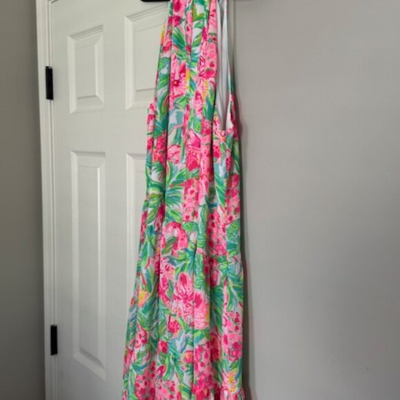 Lilly Pulitzer Pink and Green Tassel Sleeveless Swing Dress - Picture 2 of 6